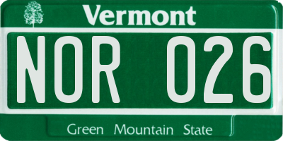 VT license plate NOR026