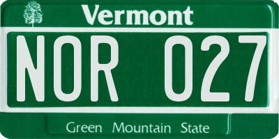 VT license plate NOR027
