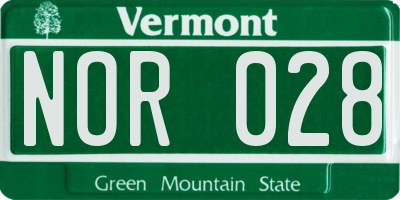 VT license plate NOR028