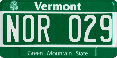 VT license plate NOR029