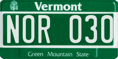 VT license plate NOR030