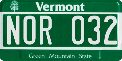 VT license plate NOR032