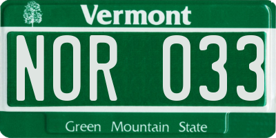 VT license plate NOR033