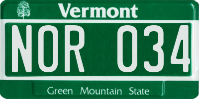VT license plate NOR034