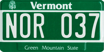 VT license plate NOR037