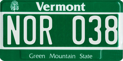 VT license plate NOR038