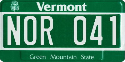 VT license plate NOR041