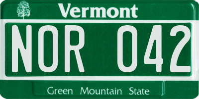 VT license plate NOR042
