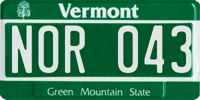 VT license plate NOR043