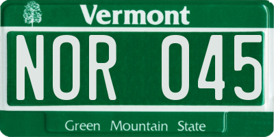 VT license plate NOR045