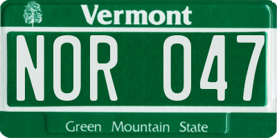 VT license plate NOR047