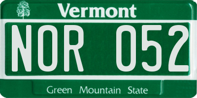 VT license plate NOR052