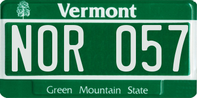 VT license plate NOR057