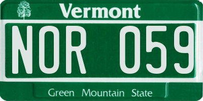VT license plate NOR059