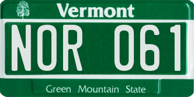VT license plate NOR061