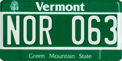 VT license plate NOR063