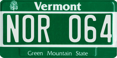 VT license plate NOR064