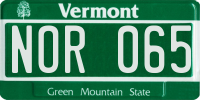 VT license plate NOR065