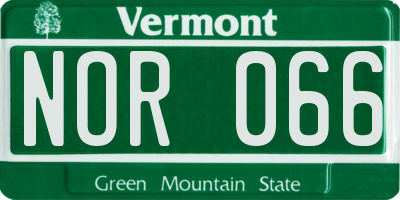 VT license plate NOR066