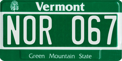 VT license plate NOR067
