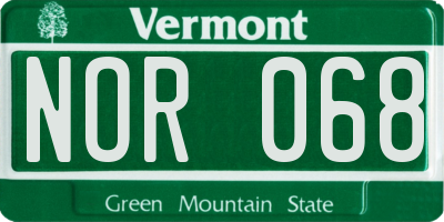 VT license plate NOR068