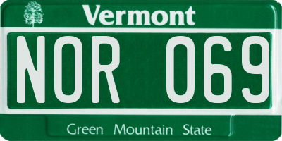 VT license plate NOR069