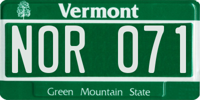 VT license plate NOR071