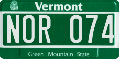 VT license plate NOR074