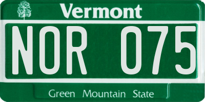 VT license plate NOR075