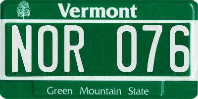 VT license plate NOR076