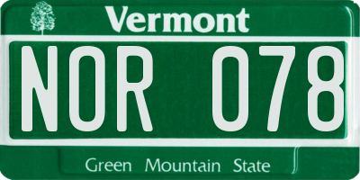 VT license plate NOR078