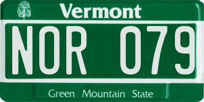 VT license plate NOR079