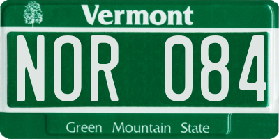 VT license plate NOR084