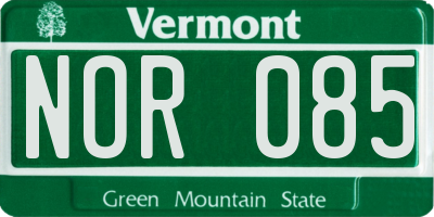 VT license plate NOR085