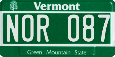 VT license plate NOR087