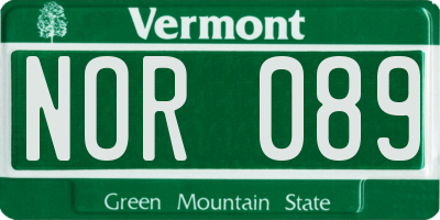 VT license plate NOR089