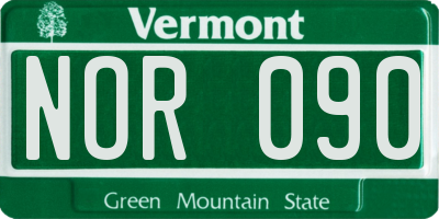 VT license plate NOR090