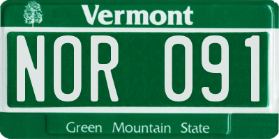 VT license plate NOR091