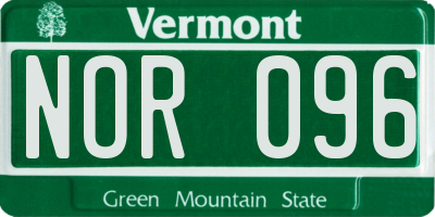 VT license plate NOR096