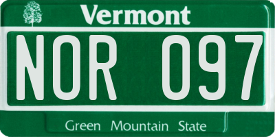 VT license plate NOR097