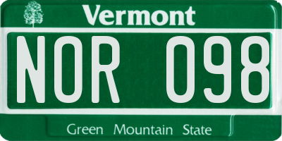 VT license plate NOR098