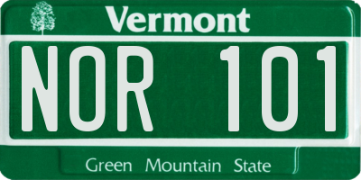 VT license plate NOR101