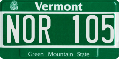 VT license plate NOR105