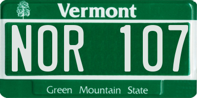 VT license plate NOR107
