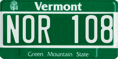 VT license plate NOR108