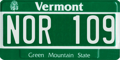 VT license plate NOR109