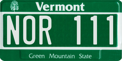 VT license plate NOR111