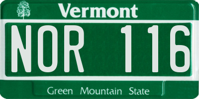 VT license plate NOR116
