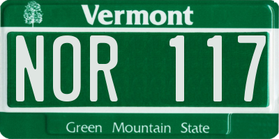 VT license plate NOR117