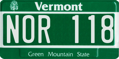 VT license plate NOR118